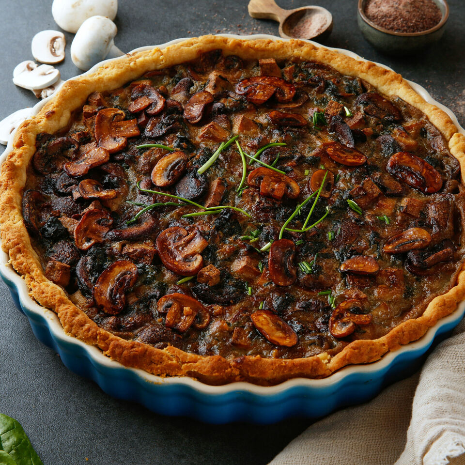 Vegane Spinat-Champignon-Quiche Rezept | Küchengötter